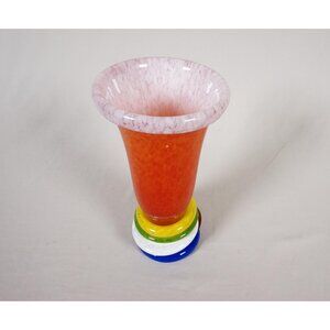 HUT CHARLOTTA Czech Republic Hand Blown Colorful Vase Art Glass Vintage